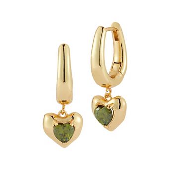 WINX 18k Gold Plated Cubic Zirconia Heart Charm Huggie Earrings