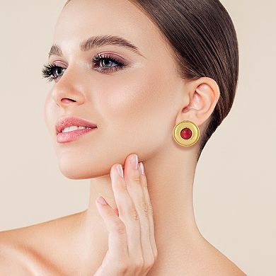 WINX 18k Gold Plated Bold Statement Round Stud Earrings