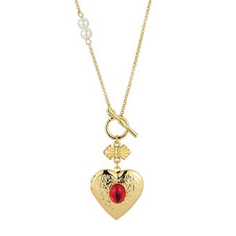 WINX 18k Gold Plated Cubic Zirconia Heart Pendant Toggle Necklace