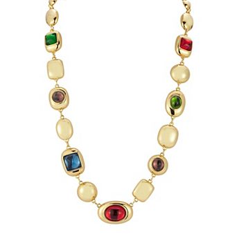 WINX 18k Gold Plated Multicolor Cubic Zirconia Pebble Necklace
