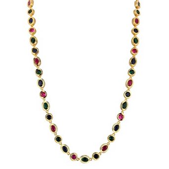 WINX Gold Tone Multicolor Cubic Zirconia Pebble Necklace