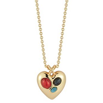 WINX Gold Tone Multicolor Cubic Zirconia Puffed Heart Pendant Necklace