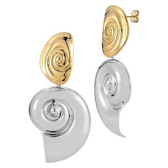 WINX Two-Tone Double Seashell Drop Earrings
