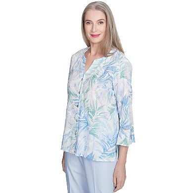 Women's Alfred Dunner Tropical Embroidered Button-Front Top