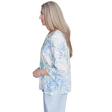 Women's Alfred Dunner Tropical Embroidered Button-Front Top