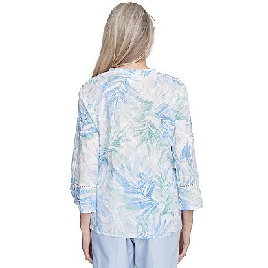 Women's Alfred Dunner Tropical Embroidered Button-Front Top