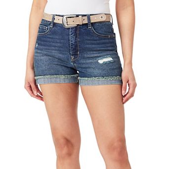 Juniors' WallFlower Insta Vintage Fearless Curvy Super High Rise Belted Short