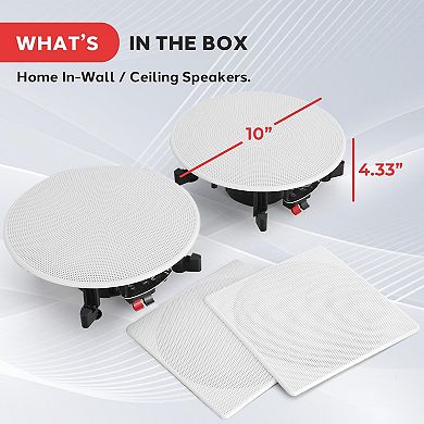 Pyle 10” Ceiling Wall Mount Speakers - Pair of