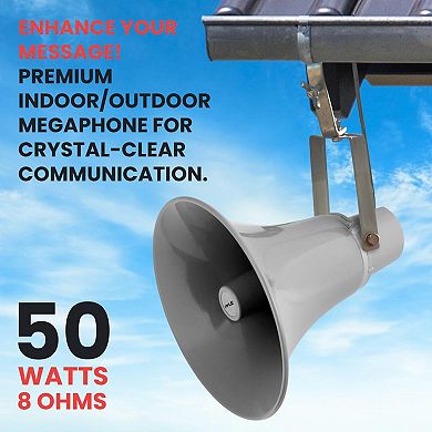 Pyle 13.5'' Indoor/Outdoor 50 Watt PA Horn Speaker with 70V Transformer, Mounting Bracket