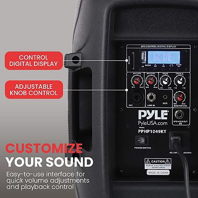 Pyle 10" Active + Passive PA Speaker Kit, 1000W, Bluetooth, Dual Loudspeakers