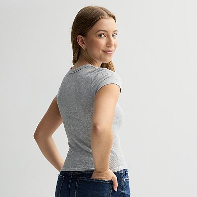 Juniors' SO® Thermal Baby Tee