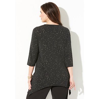 Catherines Women's Plus Size Metallic Dot Sharkbite Top