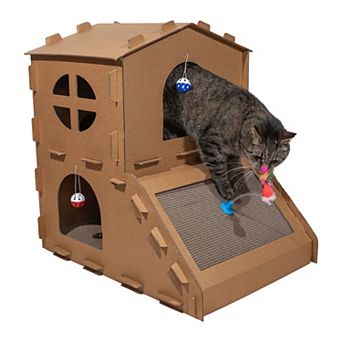 PetMaker Cardboard Cat House with Scratching Pads