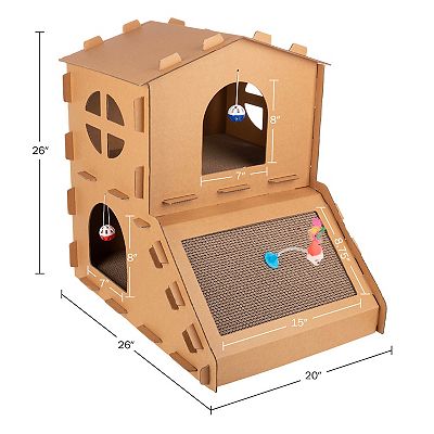 PetMaker Cardboard Cat House with Scratching Pads