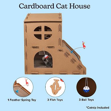 PetMaker Cardboard Cat House with Scratching Pads