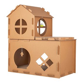PetMaker Cardboard Cat House with Scratching Pads