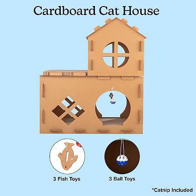 PetMaker Cardboard Cat House with Scratching Pads