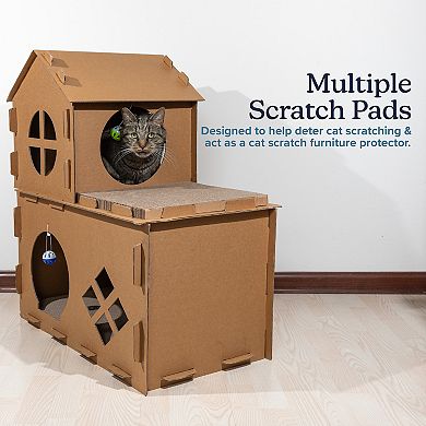 PetMaker Cardboard Cat House with Scratching Pads