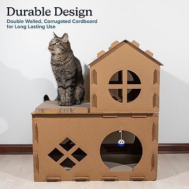 PetMaker Cardboard Cat House with Scratching Pads