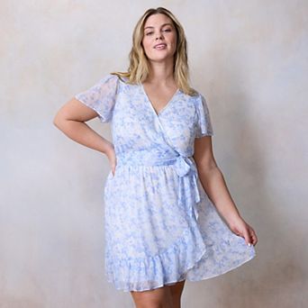 Plus Size LC Lauren Conrad Flutter Sleeve Wrap Dress