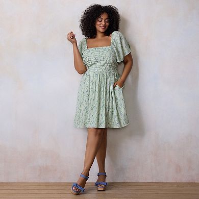 Plus Size LC Lauren Conrad Pleated Bodice Mini Dress