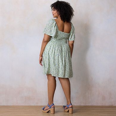 Plus Size LC Lauren Conrad Pleated Bodice Mini Dress