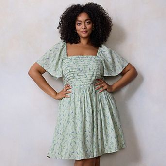Plus Size LC Lauren Conrad Pleated Bodice Mini Dress