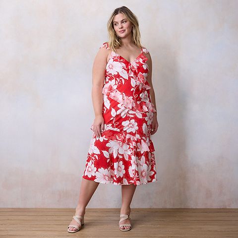 Женские платья LC Lauren Conrad Plus Size LC Lauren Conrad Asymmetrical Ruffle Dress