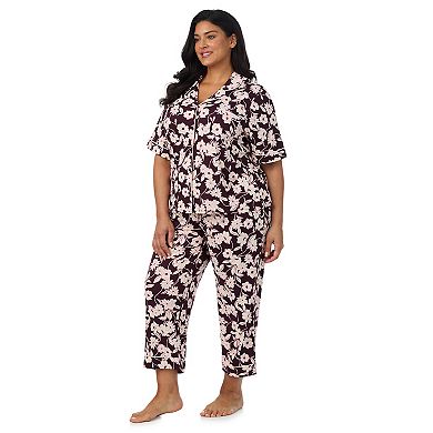 Plus Size Draper James Cozy Elbow Sleeve Notch Pajama Top and Pajama Pants Set