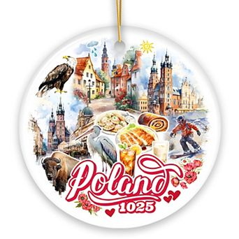 Vibrant Poland Cultural Heritage Ornament, European Christmas Gift and Warsaw Souvenir Version 2