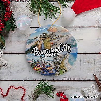 Panama City Beach Tropical Paradise Ornament, Florida Coastal Christmas Gift and Souvenir, Version 2