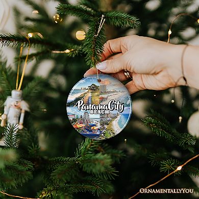 Panama City Beach Tropical Paradise Ornament, Florida Coastal Christmas Gift and Souvenir, Version 2