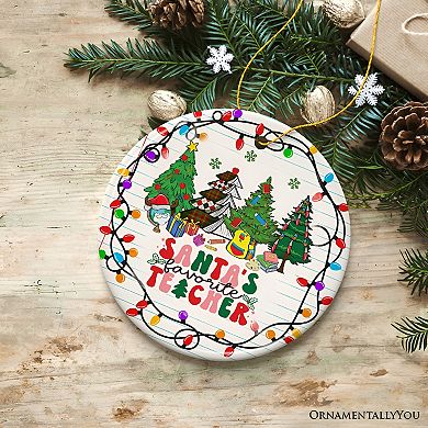 Santa’s Favorite Teacher Festive Holiday Christmas Gift Ornament