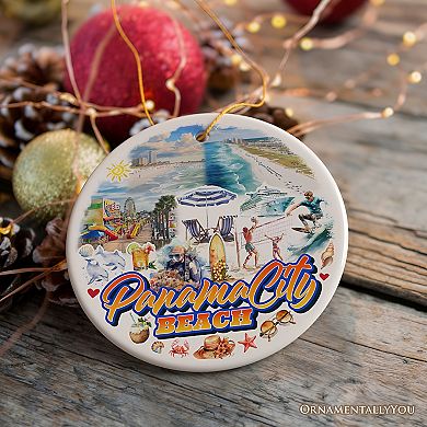Panama City Beach Tropical Paradise Ornament, Florida Coastal Christmas Gift and Souvenir, Version 1