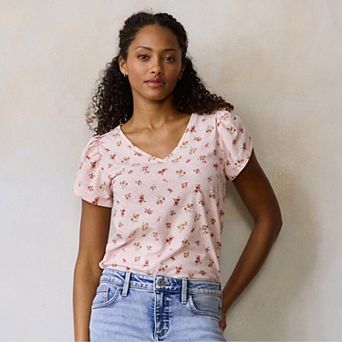 Petite LC Lauren Conrad Tulip Sleeve V-Neck Tee
