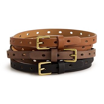 Women's Sonoma Goods For Life® 3 pc Perforated Neutral Belts Set