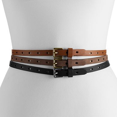 Women's Sonoma Goods For Life® 3-pc. Perforated Neutral Belts Set