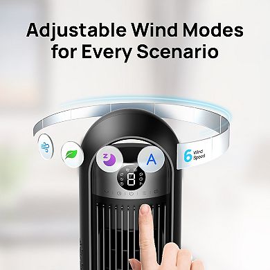 DREO Velocity 90° Oscillating Tower Fan with 6 Speeds, 4 Modes