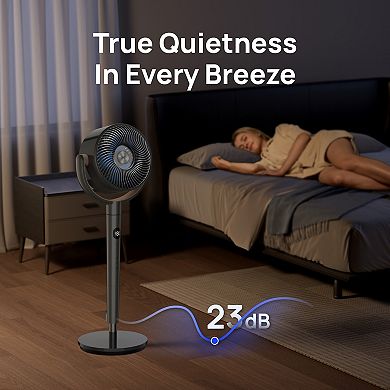 DREO PolyFan 120° + 120° Smart Oscillating Standing Floor Fan - 85 ft. Range with 8 Speeds & 8H Timer