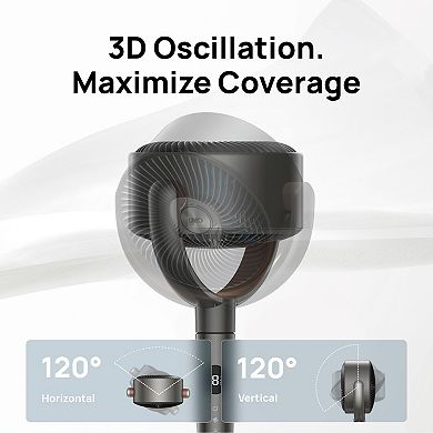DREO PolyFan 120° + 120° Smart Oscillating Standing Floor Fan - 85 ft. Range with 8 Speeds & 8H Timer