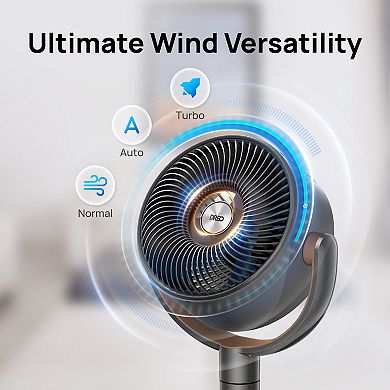 DREO PolyFan 120° + 120° Smart Oscillating Standing Floor Fan - 85 ft. Range with 8 Speeds & 8H Timer