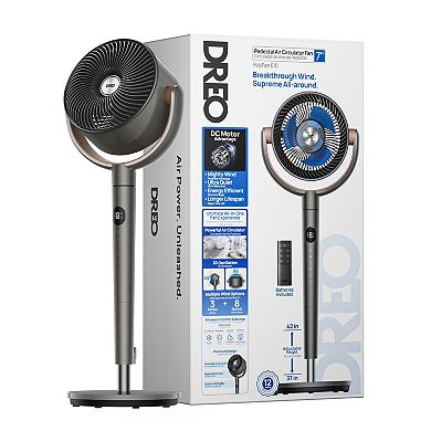 DREO PolyFan 120° + 120° Smart Oscillating Standing Floor Fan - 85 ft. Range with 8 Speeds & 8H Timer