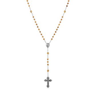 Symbols of Faith Silver-tone Colored Bead Crucifix Rosary