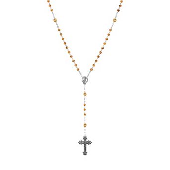 Symbols of Faith Silver-tone Colored Bead Crucifix Rosary