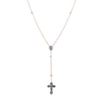 Symbols of Faith Silver-tone Colored Bead Crucifix Rosary