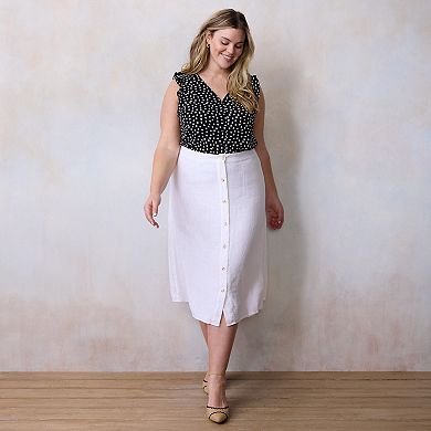 Plus Size LC Lauren Conrad Ruffle Shoulder V-Neck Tank Top