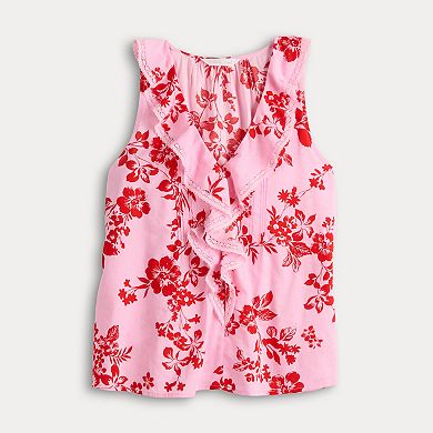 Women's LC Lauren Conrad Ruffle Front Pintuck Sleeveless Tank Top