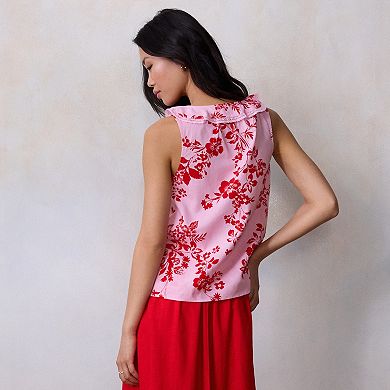 Women's LC Lauren Conrad Ruffle Front Pintuck Sleeveless Tank Top