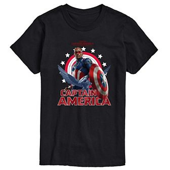 Men's Marvel Captain America Brave New World Sam Wilson Portrait Graphic Tee