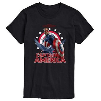 Men's Marvel Captain America Brave New World Sam Wilson Portrait Graphic Tee